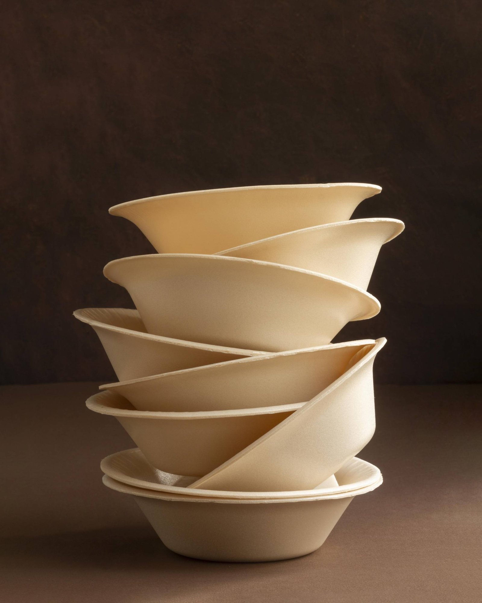 Stacked bagasse bowls